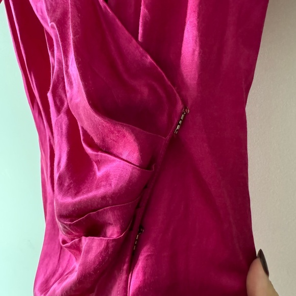 HORSES ATELIER Hot Pink Linen Midi Wrap Dress - Picture 4 of 9